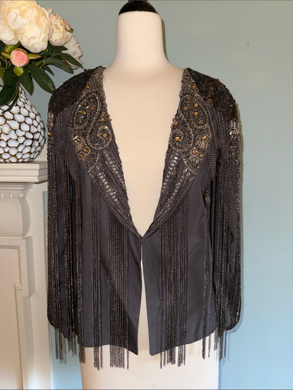 Haute Hippie Black Beaded Fringe Jacket - Size S